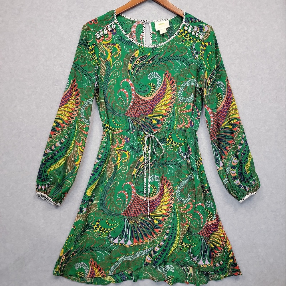 Anthropologie Maeve Janis Verdant Floral Paisley Tie Faux Wrap Dress Sz 6 Boho